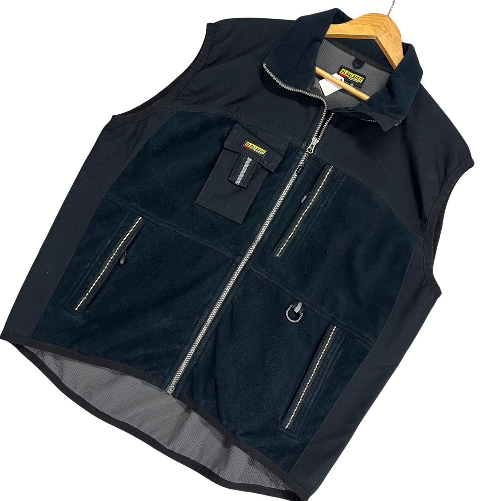 Blaklader Workwear Mens XXL Black Windblock Fleece Utility Vest Full Zip Pockets